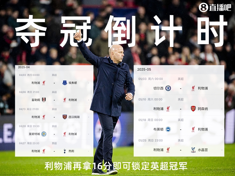 奪冠倒計(jì)時(shí)？槍手三場(chǎng)不勝落后榜首15分，利物浦再拿16分即可奪冠